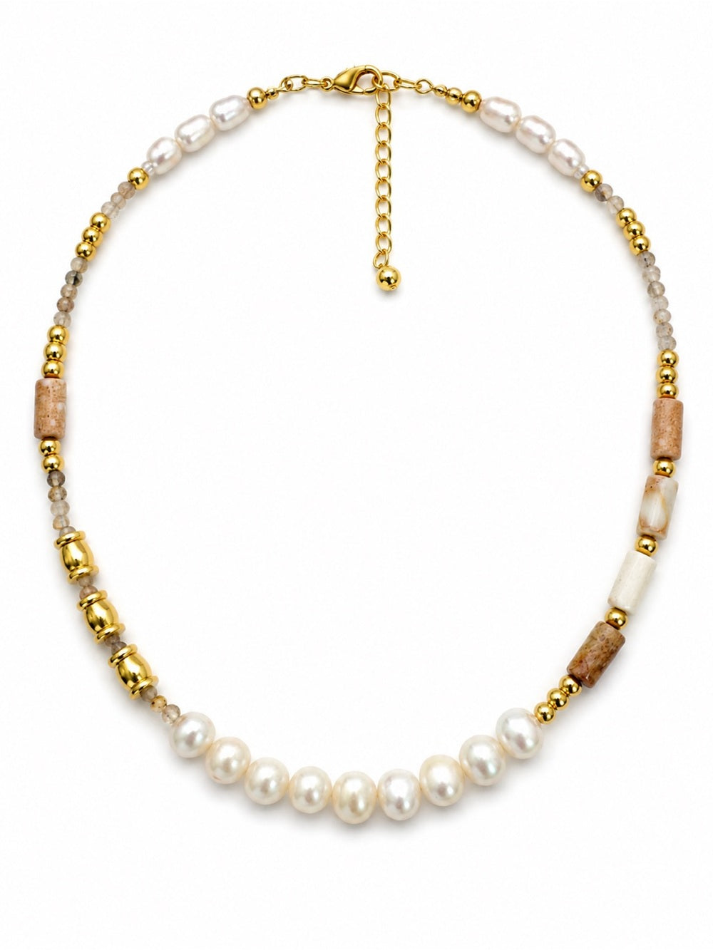 Painted Picasso & Rutilated Quartz Gemstone Necklace Style #12A