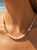 Painted Picasso & Rutilated Quartz Gemstone Necklace Style #12A
