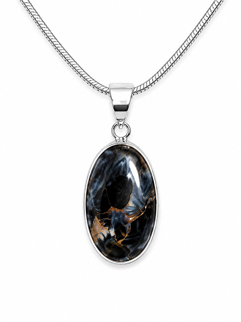 Pietersite Oval Sterling Silver Pendant