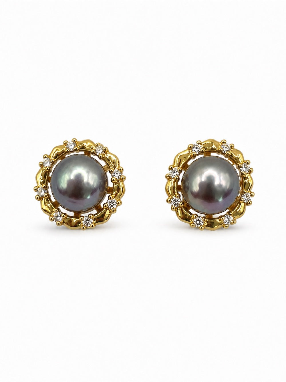 Luxe Halo Pearl Studs