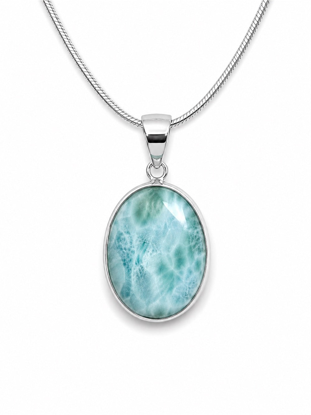Larimar Oval Sterling Silver Pendant