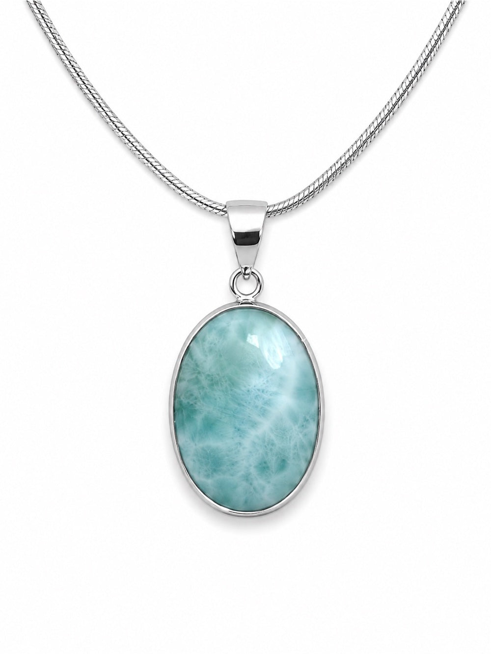 Larimar Oval Sterling Silver Pendant