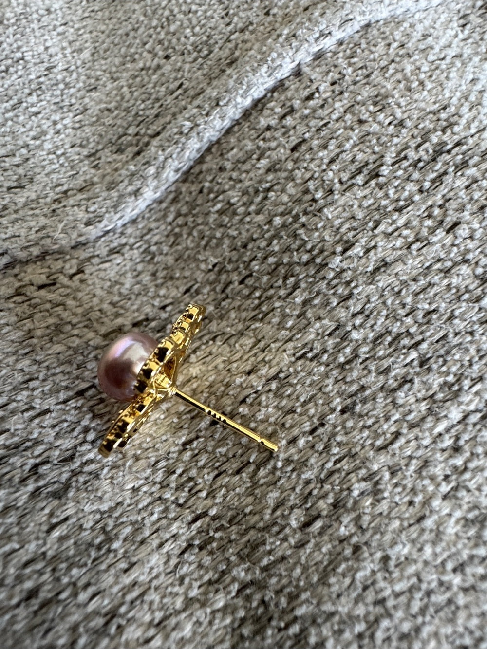 Golden Lace Pearl Flower Earrings