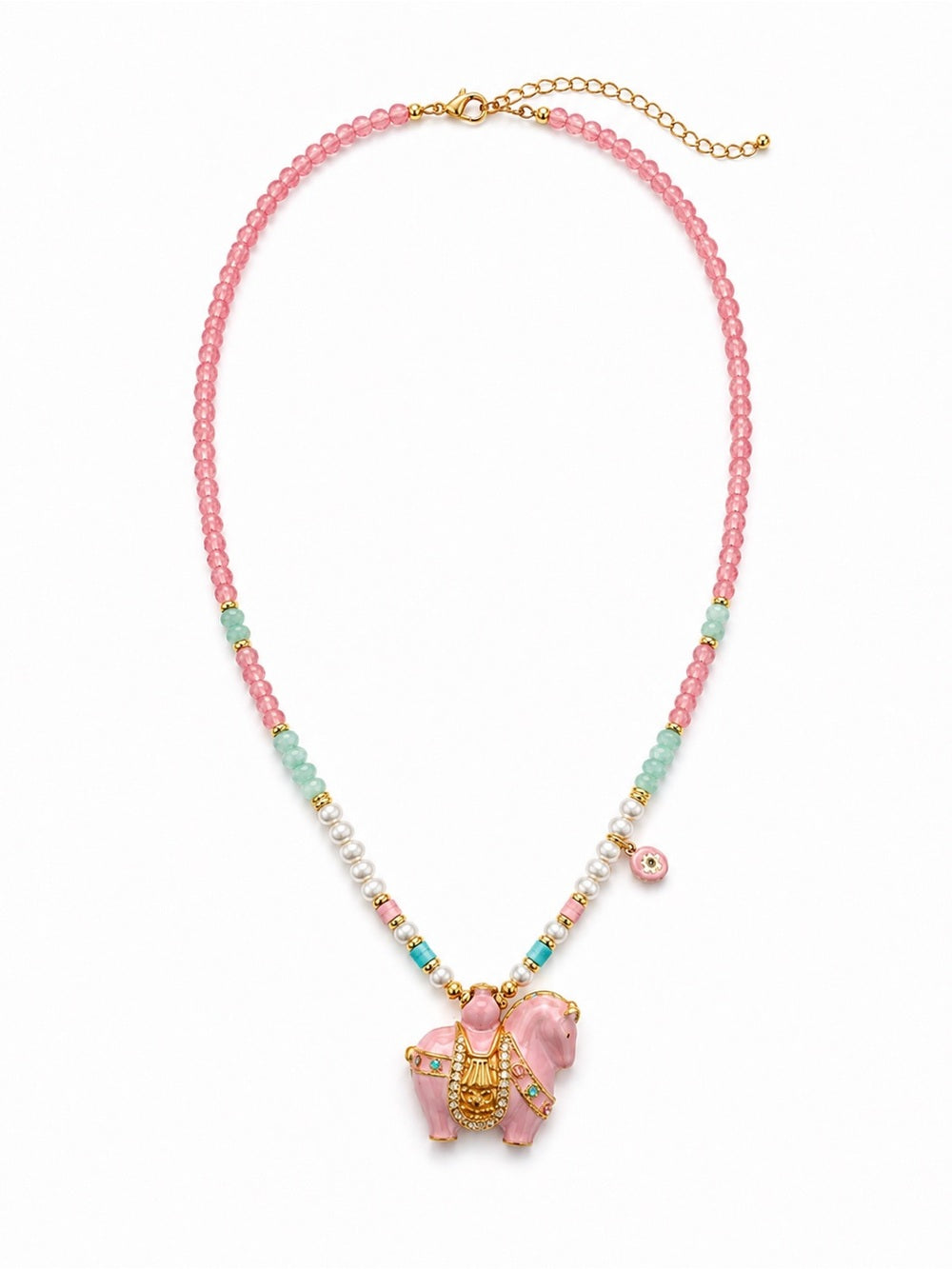 Pink Pony Rose Quartz & Amazonite Necklace Style #16A