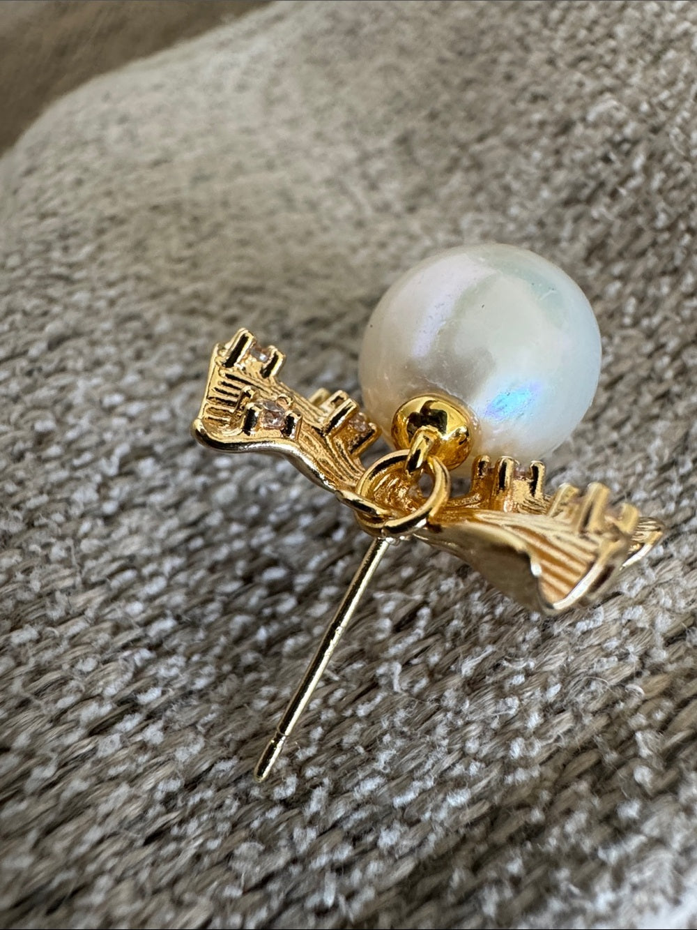 Gilded Pearl Bow Earrings