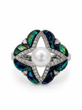 Abalone and Freshwater Pearl Compass Ring