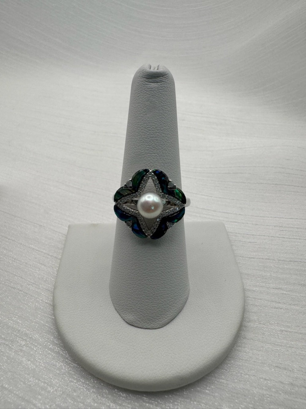 Abalone and Freshwater Pearl Compass Ring