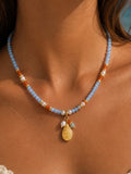 Blue Opal & Carnelian Gemstone Necklace Style #17A