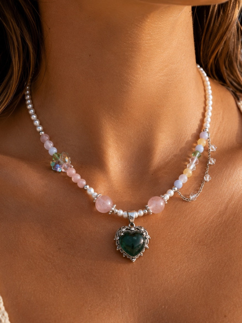 Freshwater Pearl Heart Necklace Style #15A