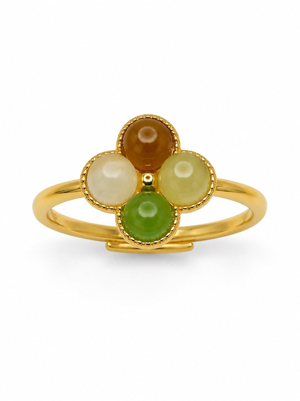 Multicolor Jade Clover Flower Ring (S925)