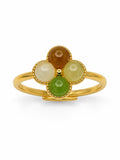 Multicolor Jade Clover Flower Ring (S925)