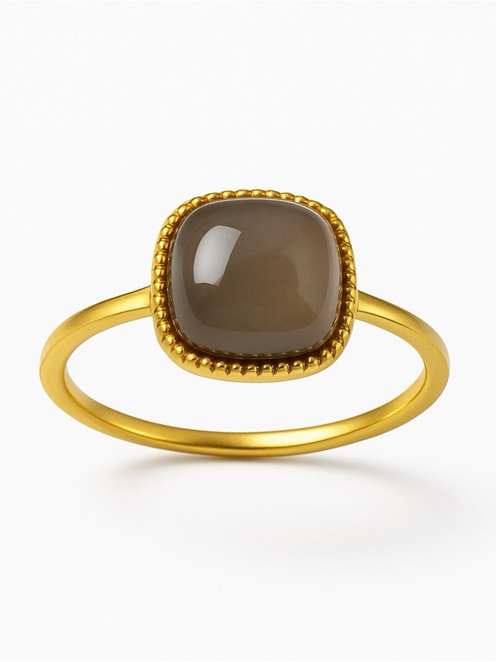 Taupe Jade Cushion Ring (S925)