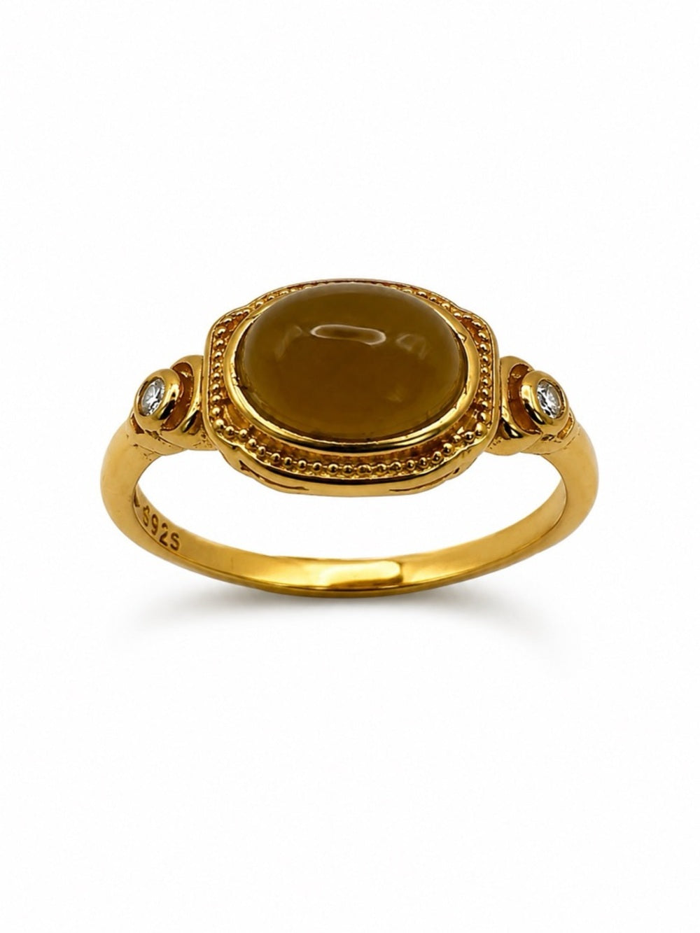 East West Taupe Jade Ring (S925)