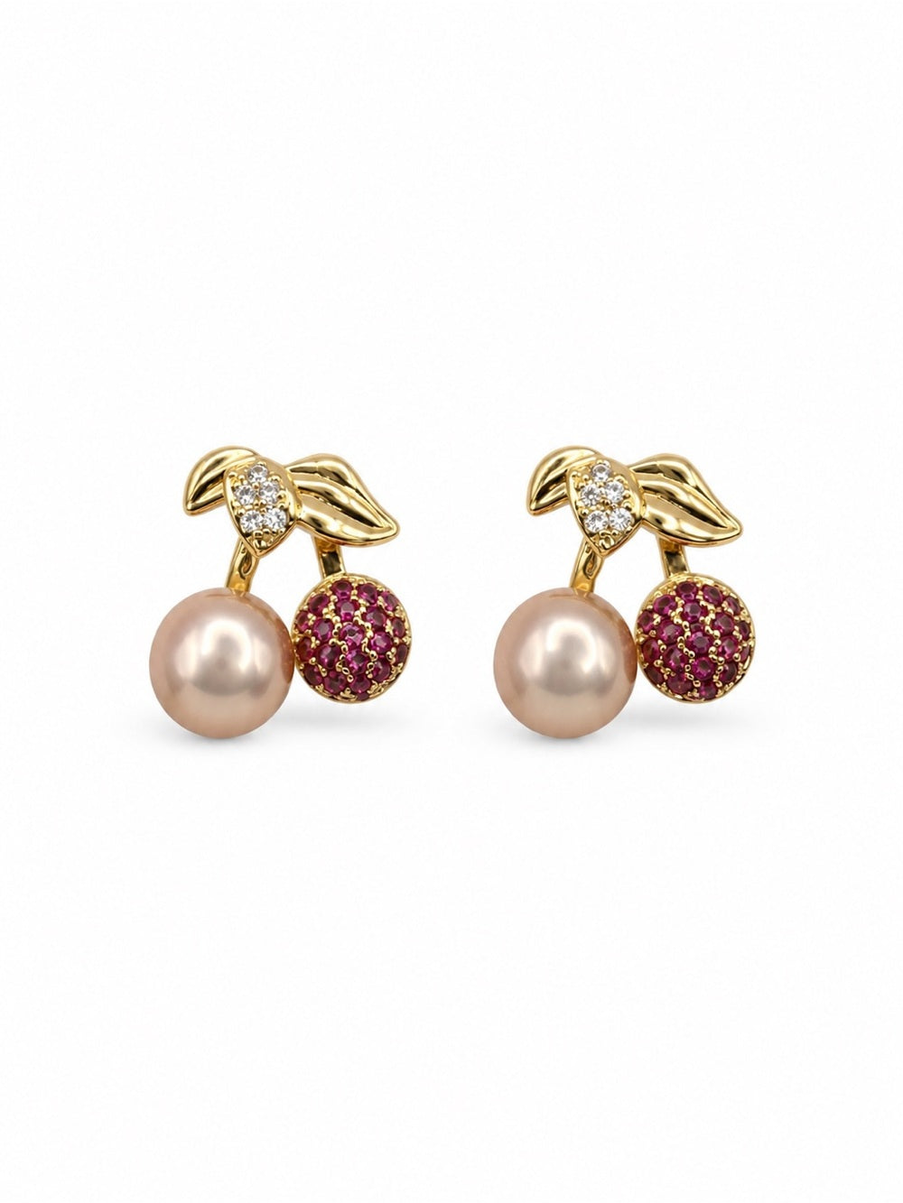 Golden Cherry Pearl Studs