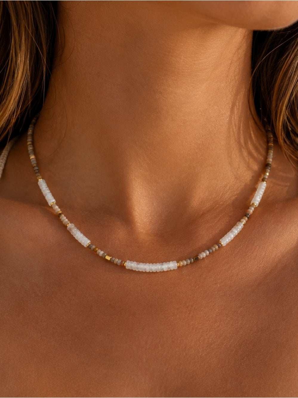 Mookite and MoP Gemstone Necklace Style #22A