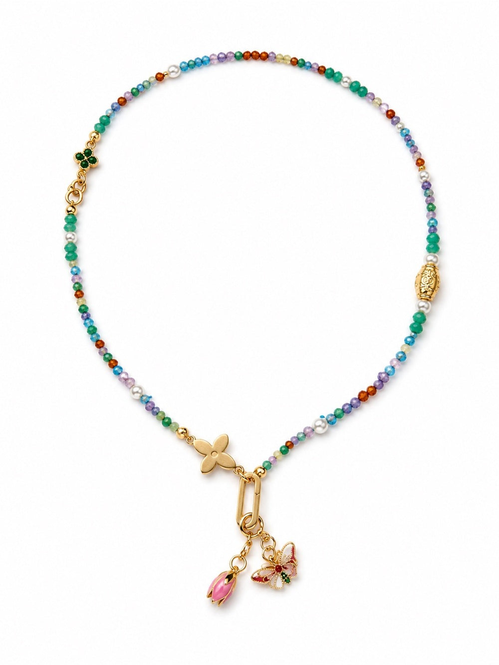 Freshwater Pearl Crystal Necklace with Charms Style #24A