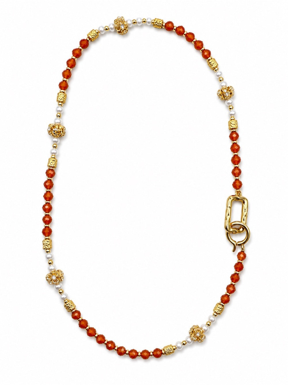 Carnelian Freshwater Pearl Gemstone Necklace Style #25A