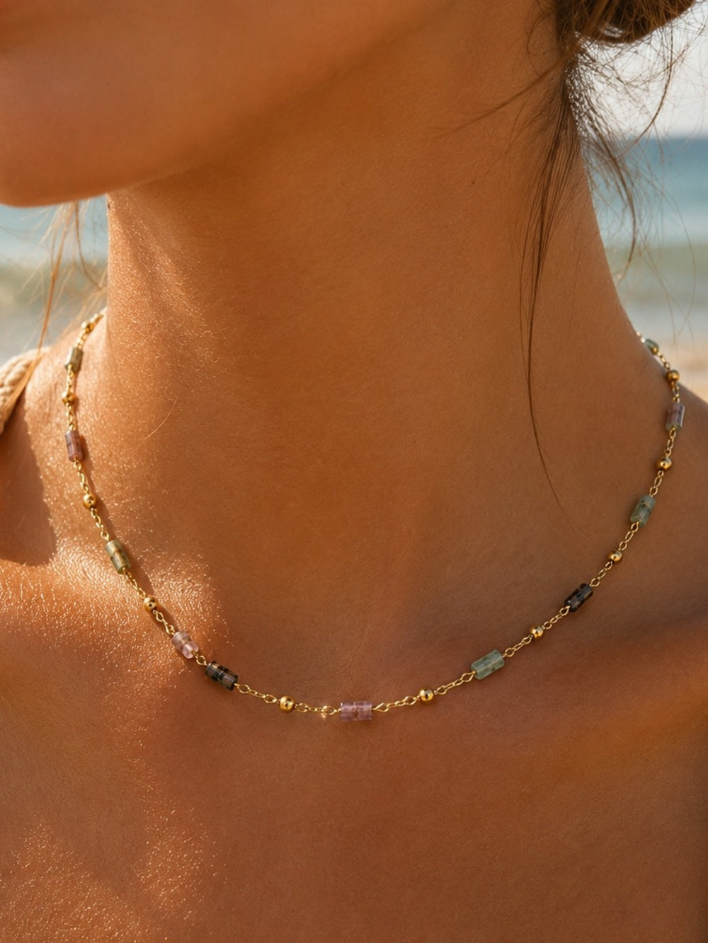 Moss Agate Gemstone Necklace Style #31A