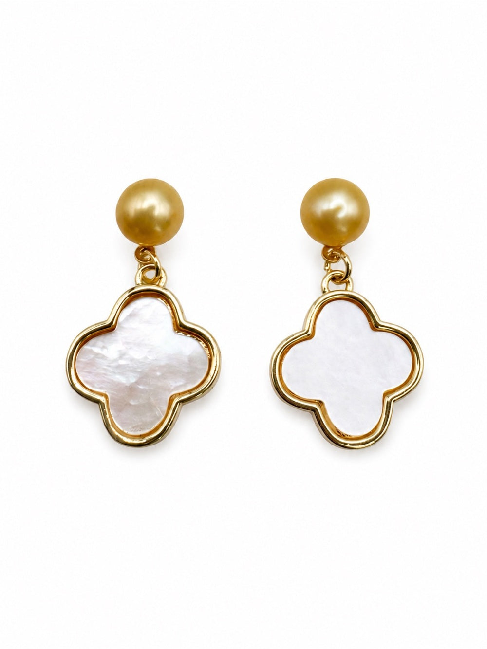 Honey Pearl Clover Earrings