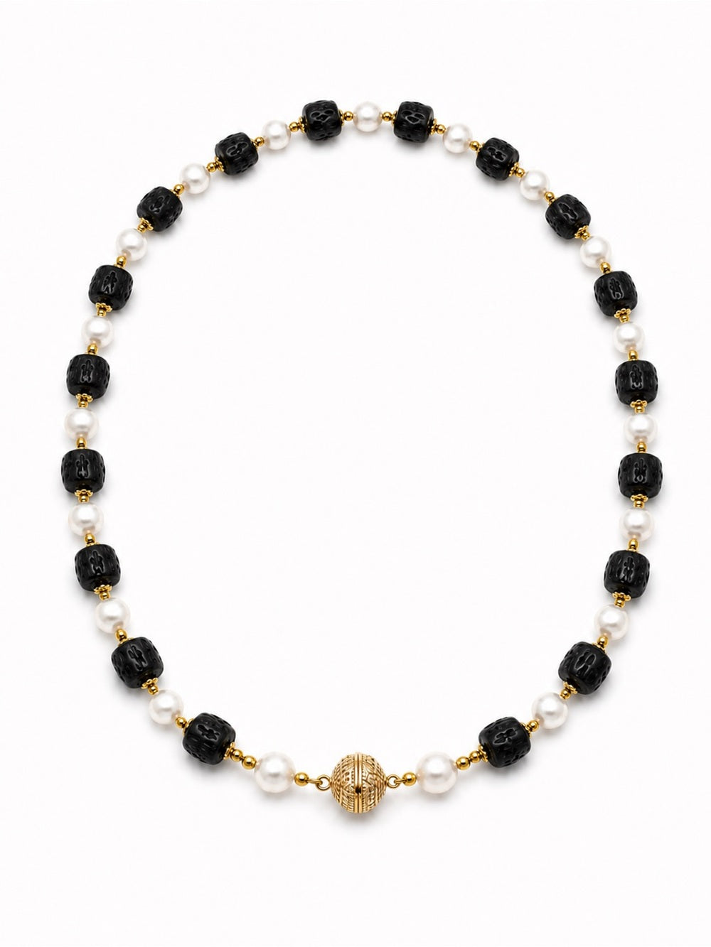Lava Stone Freshwater Pearl Gemstone Necklace Style #36A