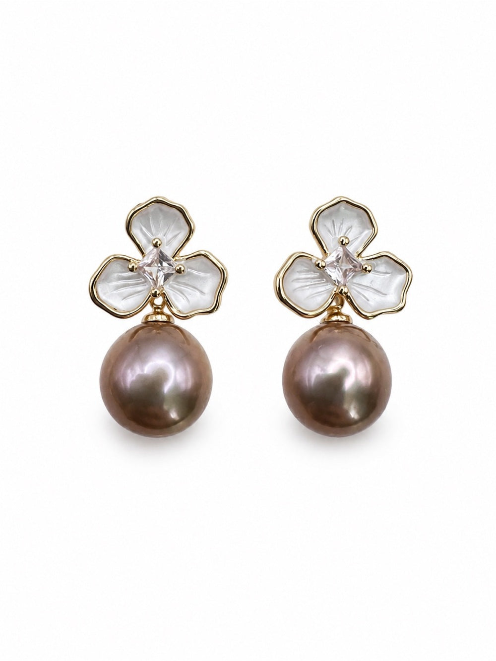 Blush Flower Pearl Earrings
