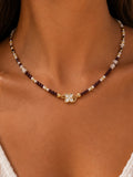 Garnet Gemstone Freshwater Pearl Necklace Style #38A