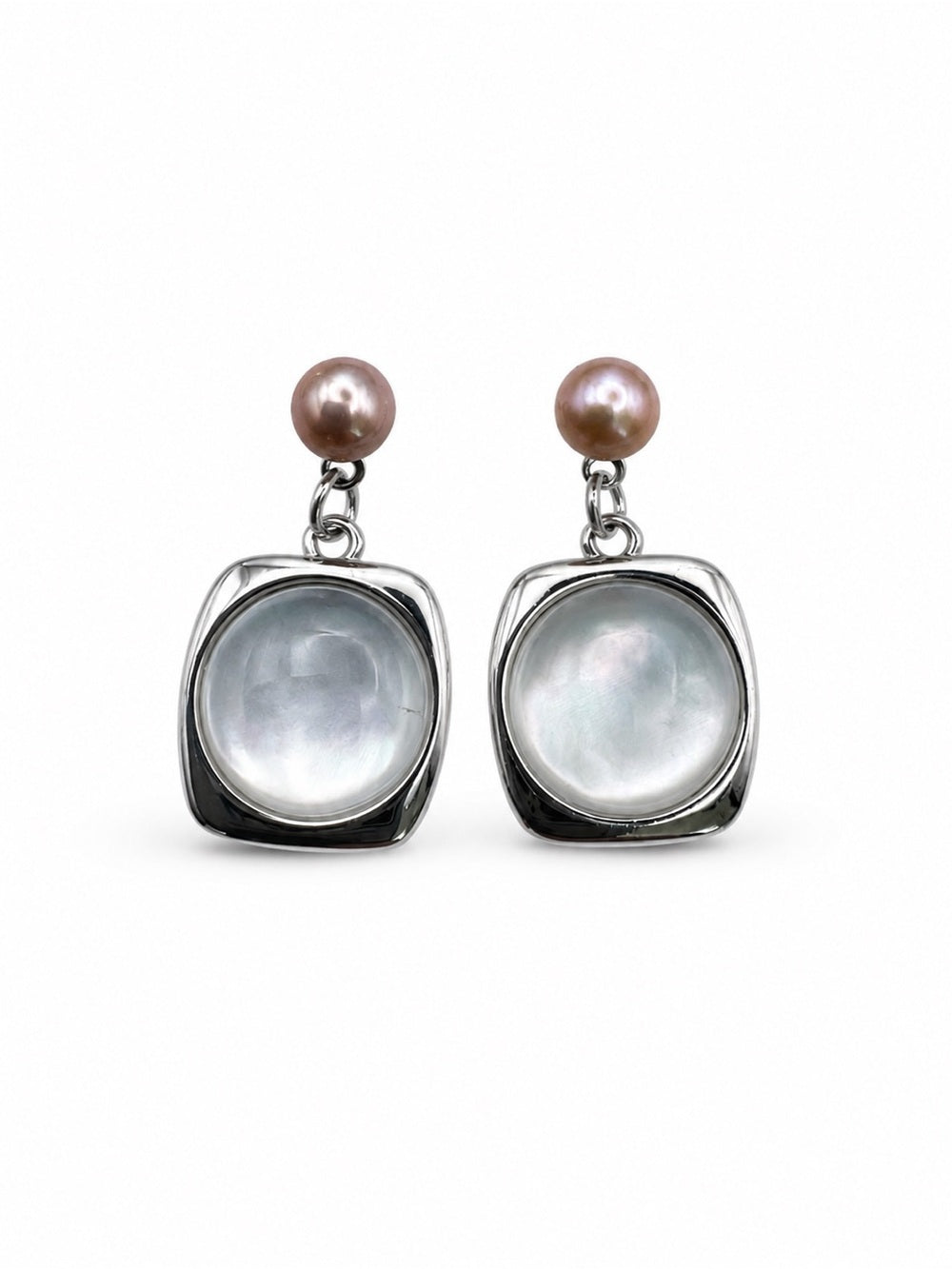 Silver Pearl Cushion Earrings