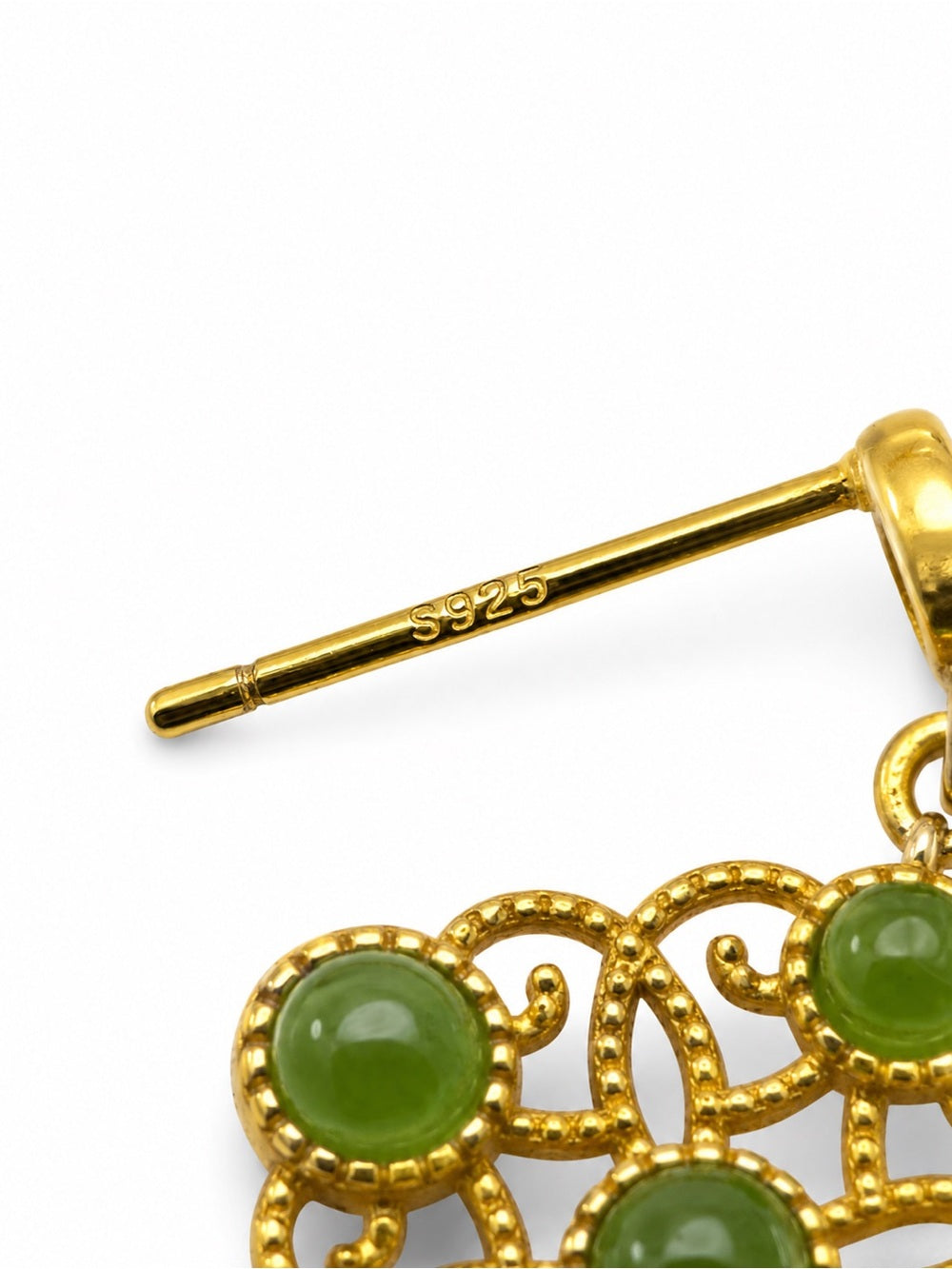 Green Jade Filigree Earrings