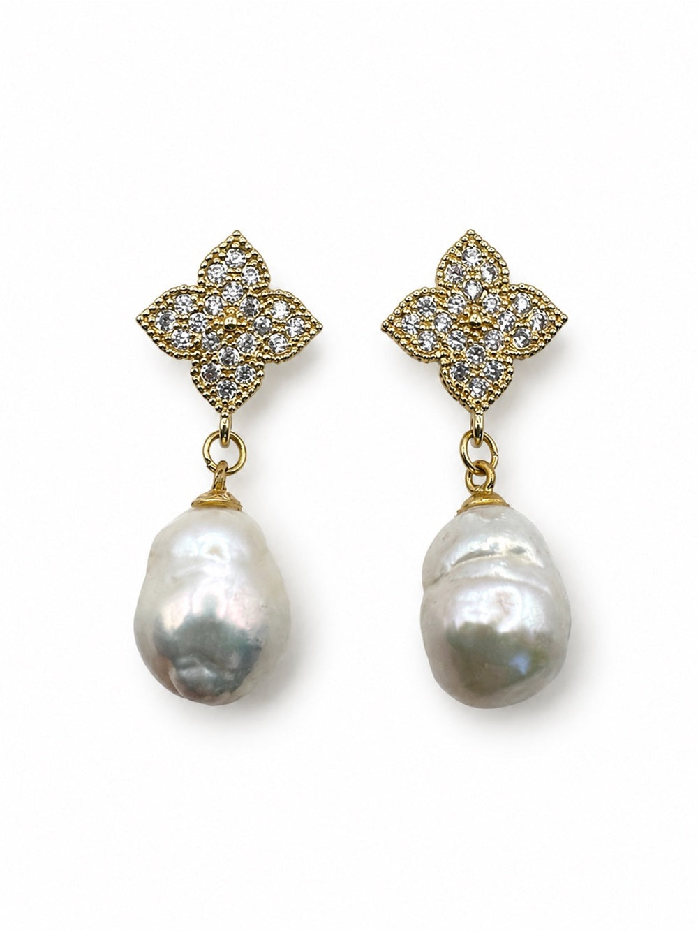 Gilded Bloom Pearl Earrings