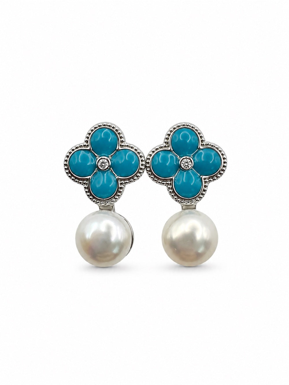 Turquoise Bloom Pearl Earring