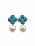 Turquoise Bloom Pearl Earring