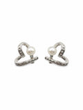 Crystal Heart Pearl Earrings