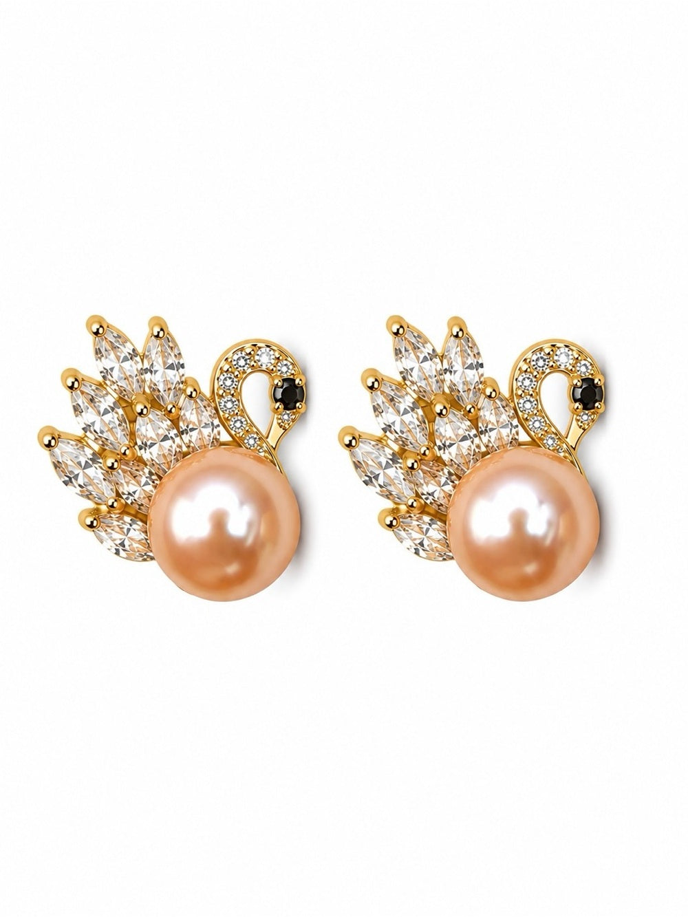 Pink Pearl Princess Swan Earrings