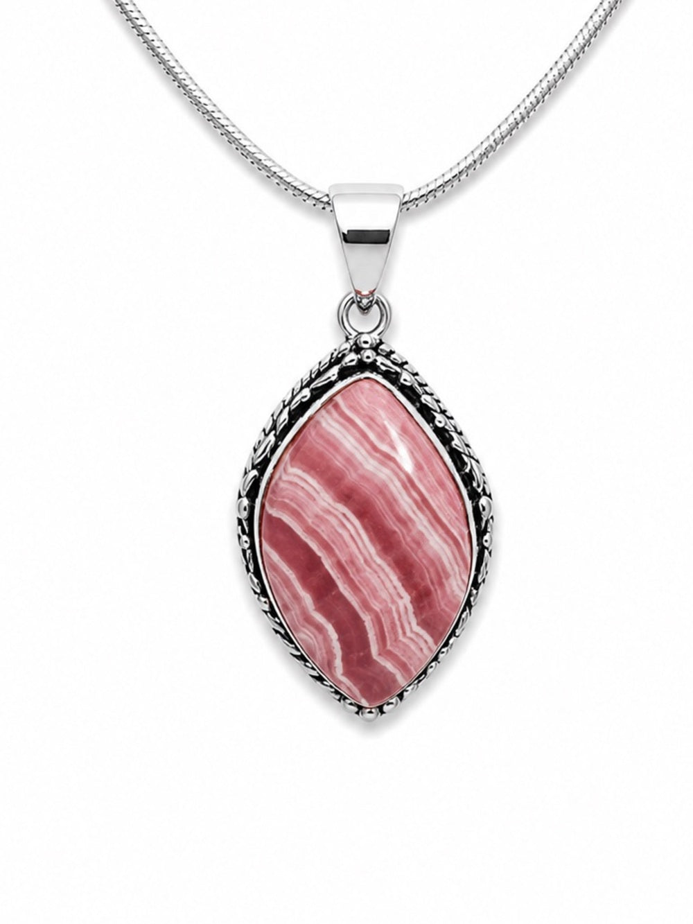 Rhodochrosite Sterling Silver Pendant