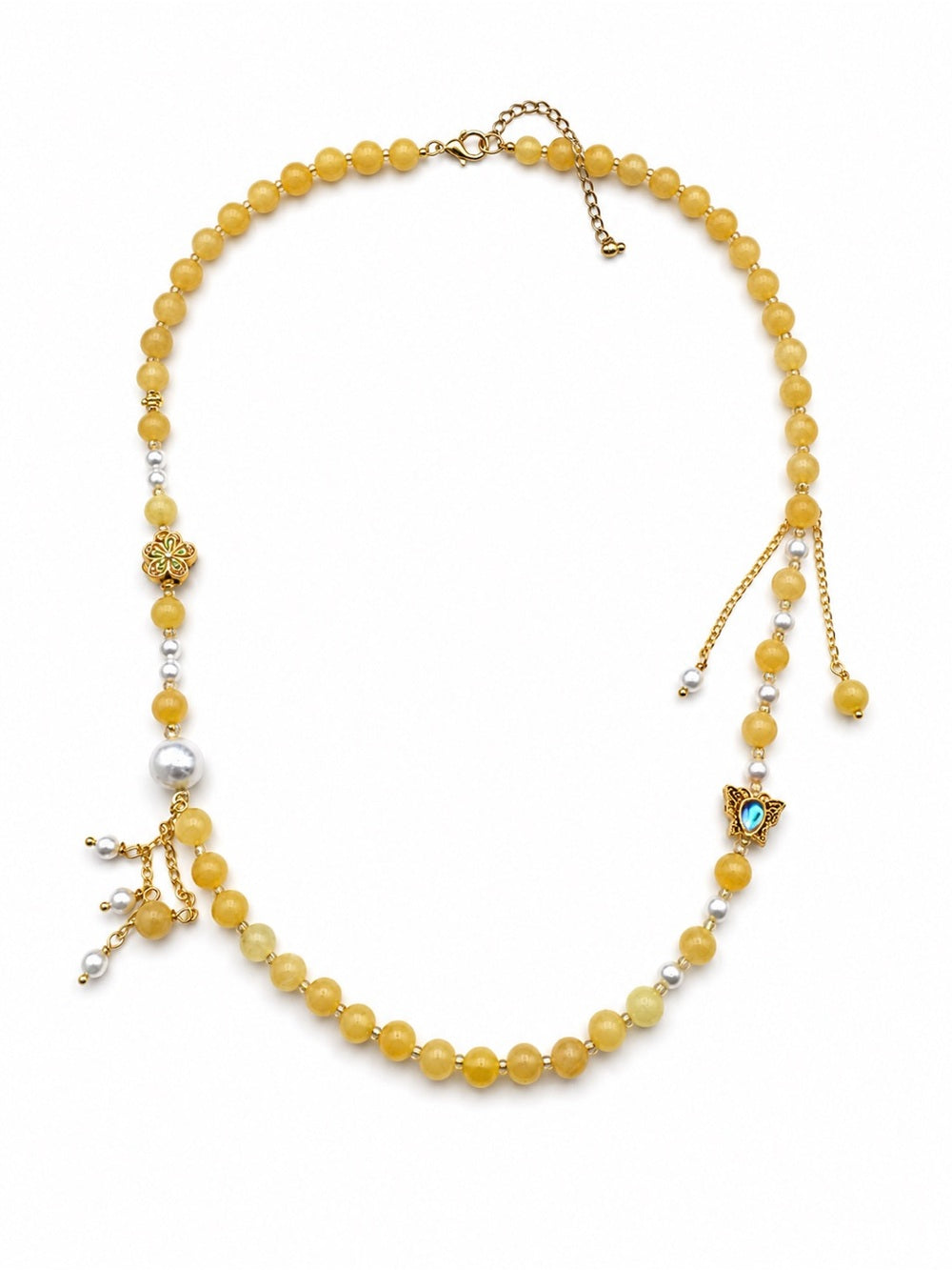 Lemon Quartz and Freshwater Pearl Necklace Style #39A