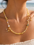 Lemon Quartz and Freshwater Pearl Necklace Style #39A