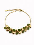 #B1 Olivine Jade Leaf Bracelet (S925)
