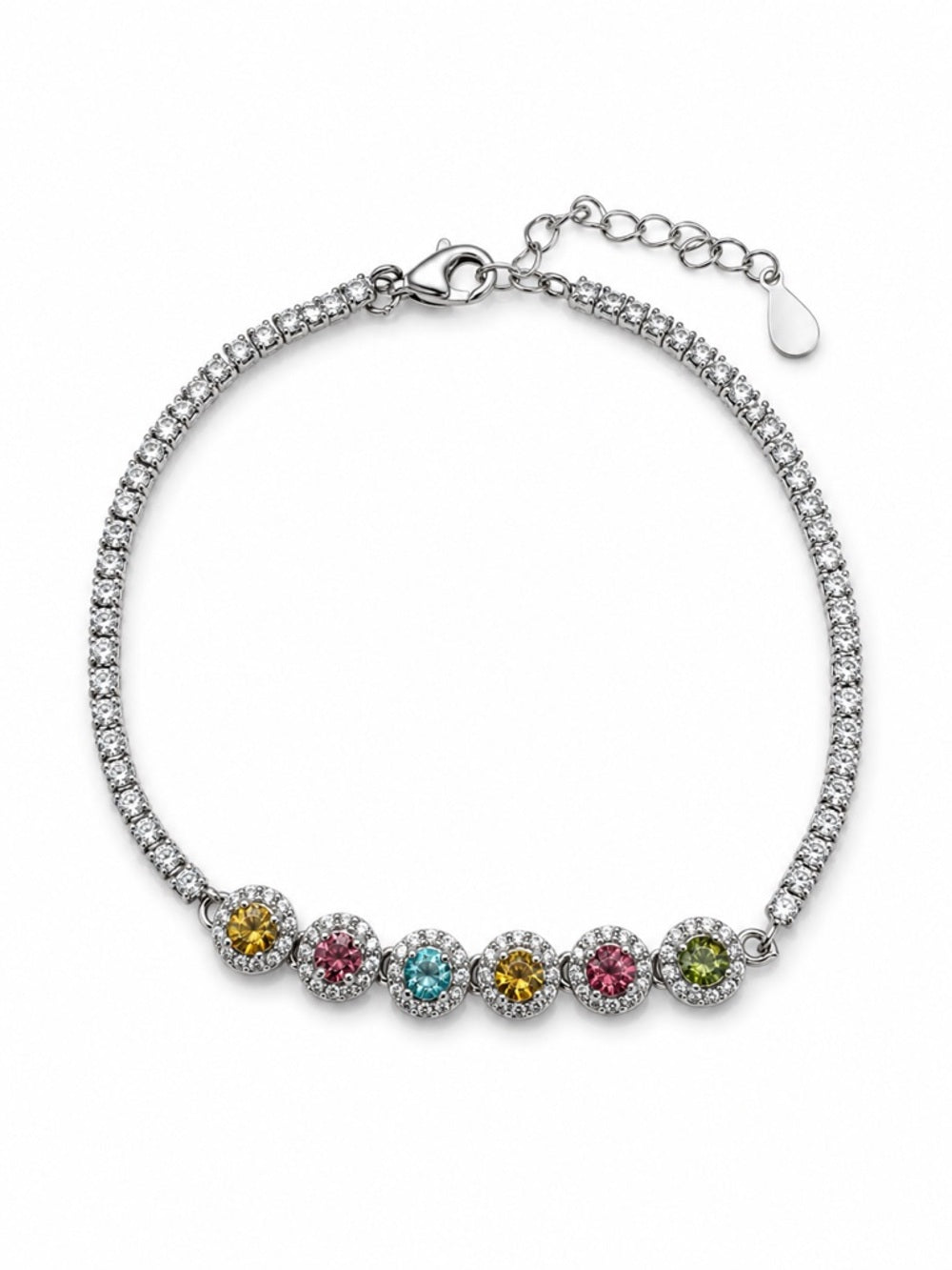 #B9 Rainbow Tourmaline Halo Bracelet (S925)