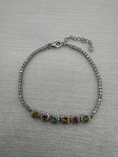 #B9 Rainbow Tourmaline Halo Bracelet (S925)
