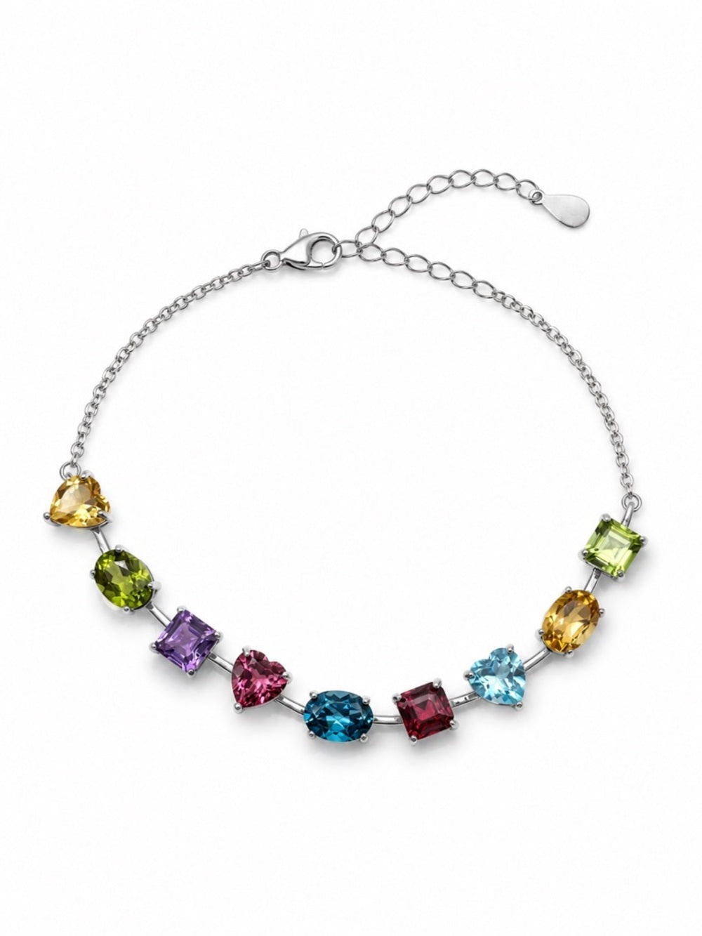 #B19 Aurora Gemstone Heart Bracelet (S925)