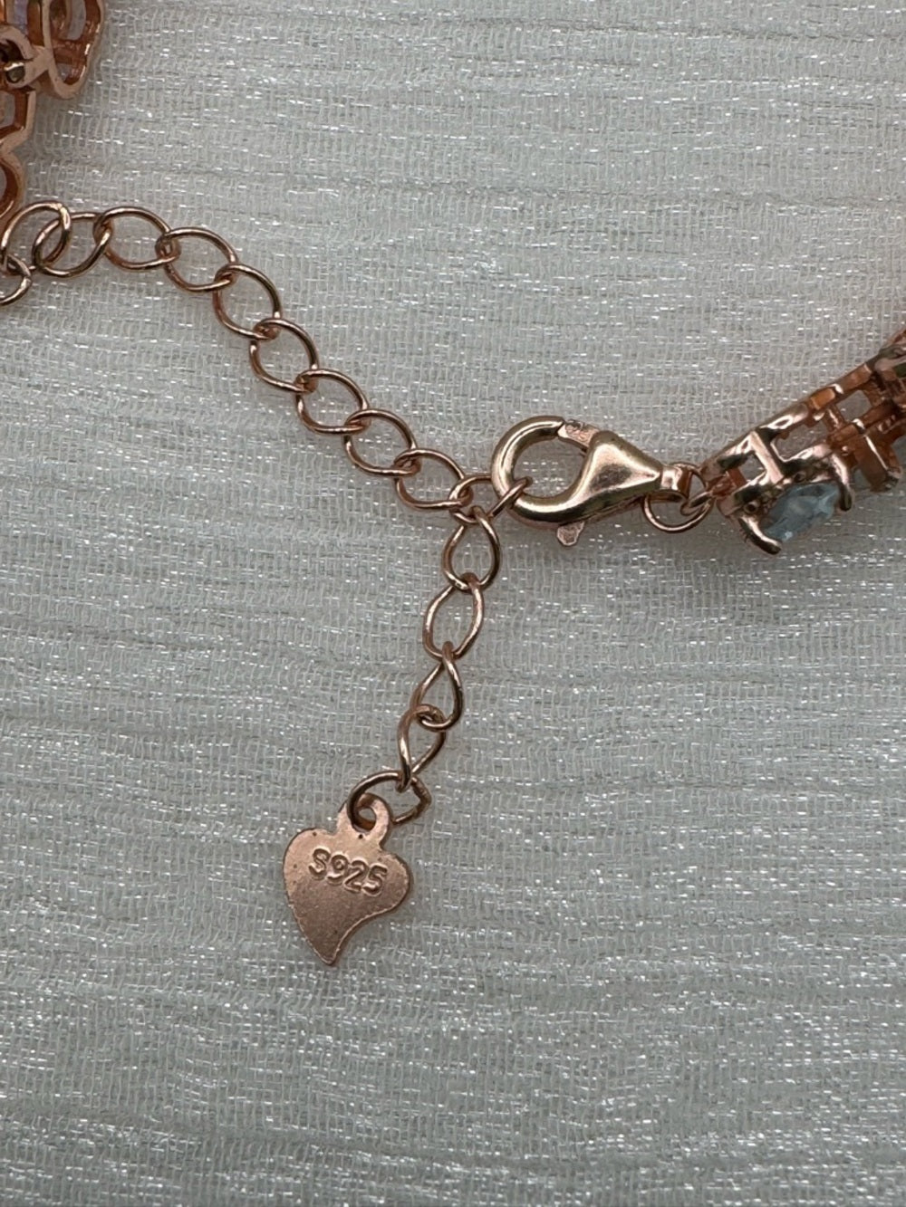 #B20 Rainbow Tourmaline Heart Rose Gold Bracelet