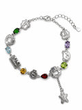 #B22 Storybook Multi Gemstone Charm Bracelet (S925)