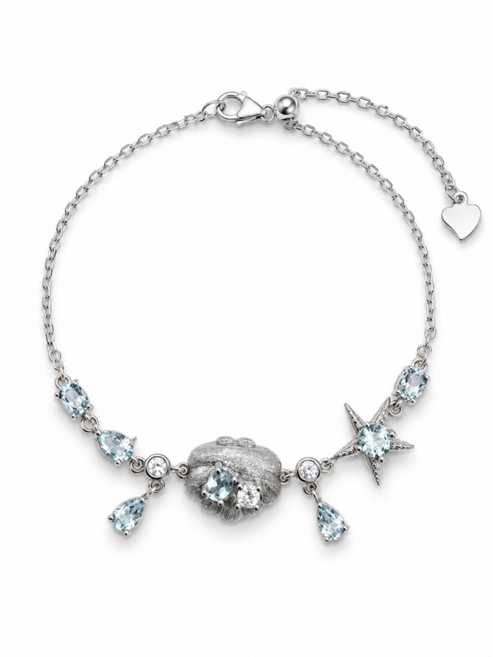 #B23 The Venus Aquamarine Shell Bracelet (S925)
