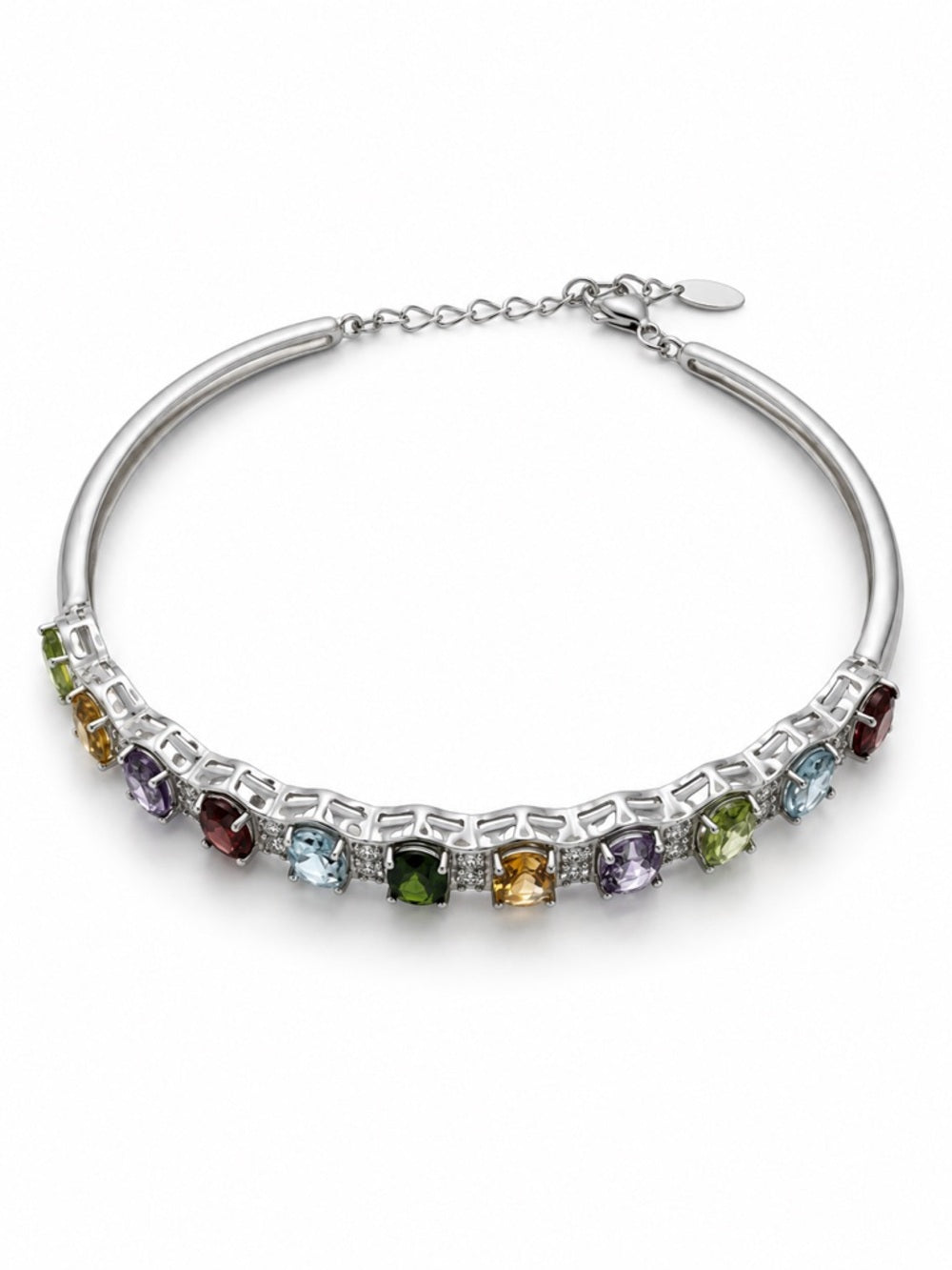 #B26 Mixed Gemstone Cuff Bracelet (S925)