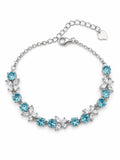 #B35 Blue Topaz Flower Bracelet (S925)