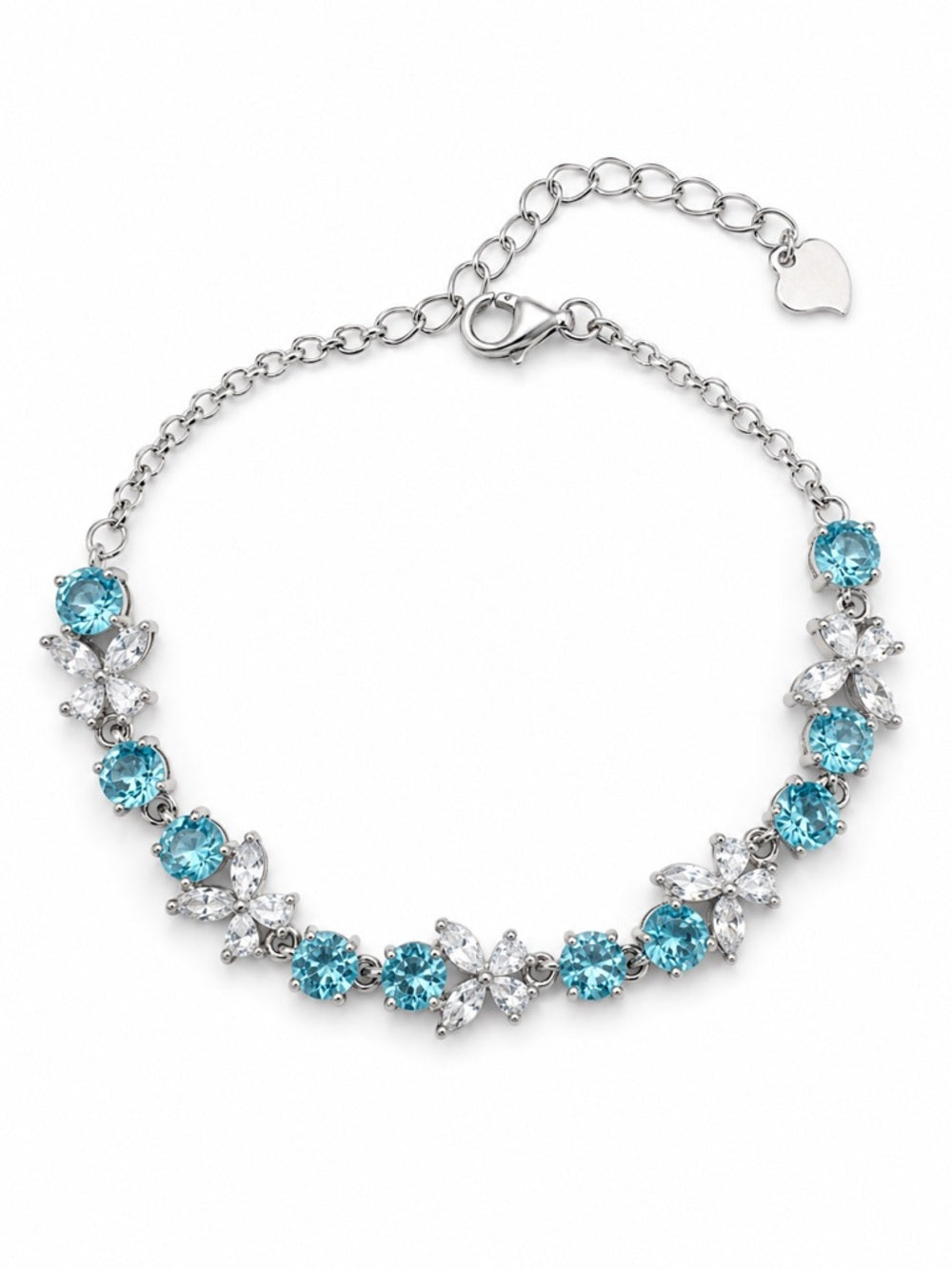 #B35 Blue Topaz Flower Bracelet (S925)