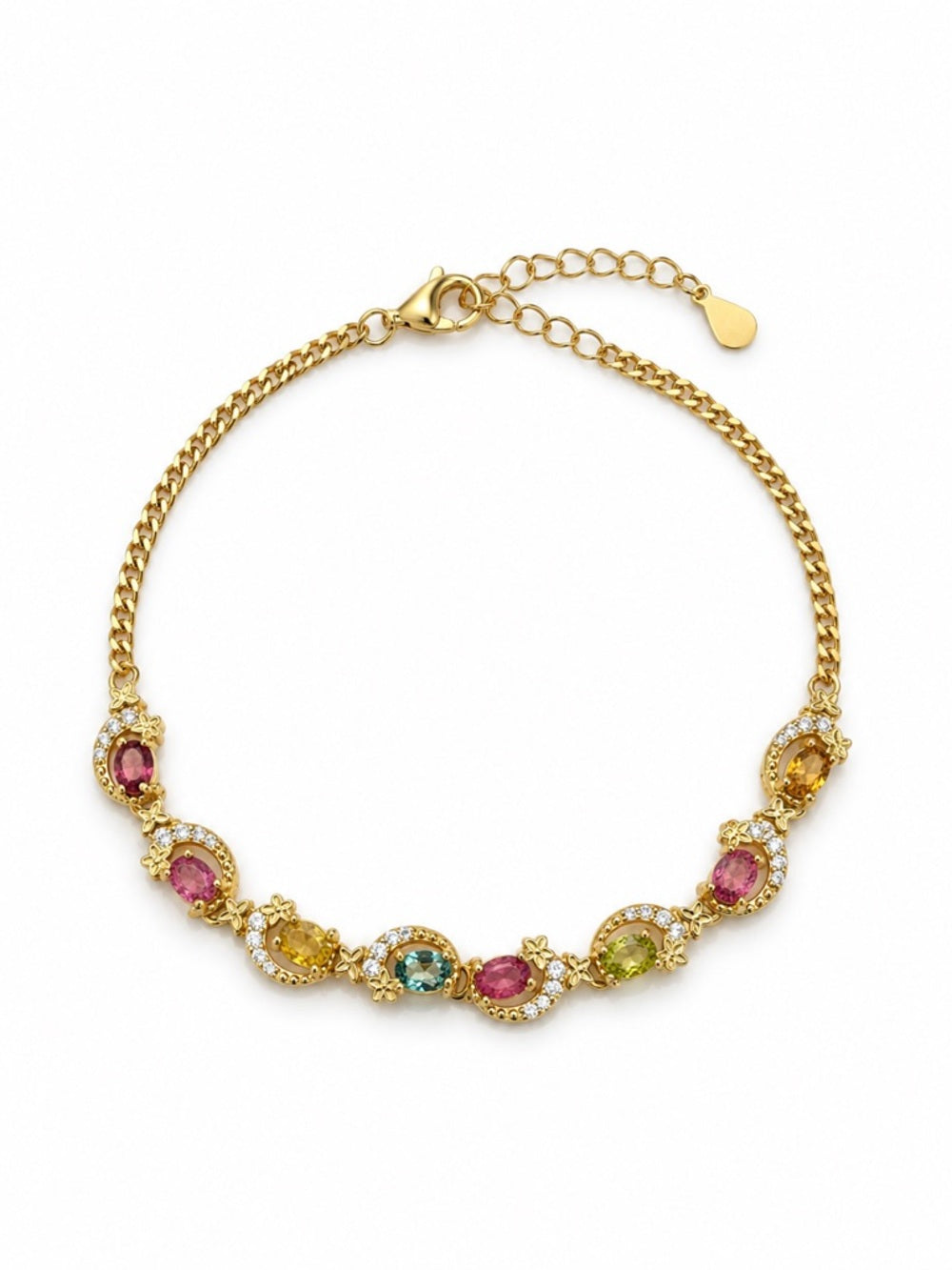 #B36 Wildflower Rainbow Tourmaline Bracelet (S925)