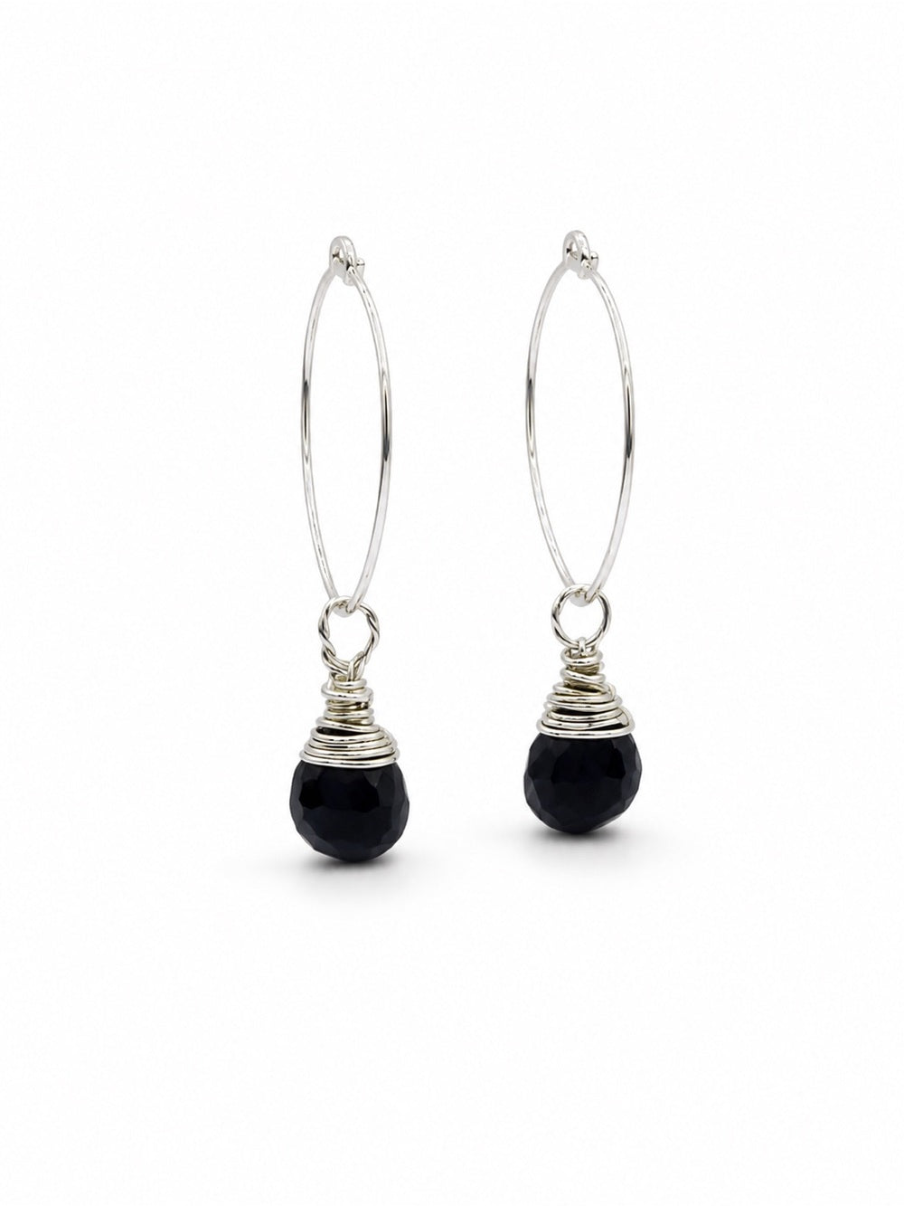 HP0021 Sterling Silver Sapphire Lotus Hoops
