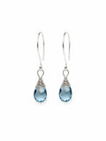 HK0083 Blue Topaz Hook Earrings