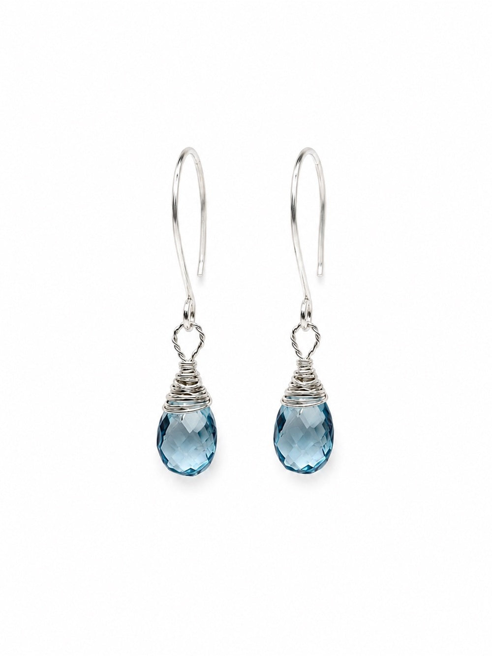 HK0083 Blue Topaz Hook Earrings